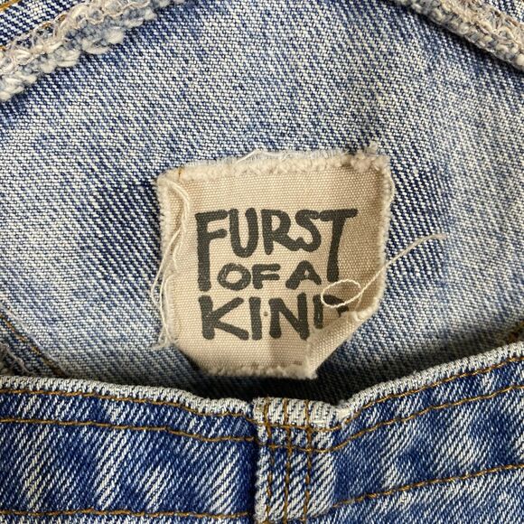 Vtg Furst of a Kind Reworked Y2K 90s Grunge Overall Jeans Shorts Large Upcycled - Picture 8 of 9